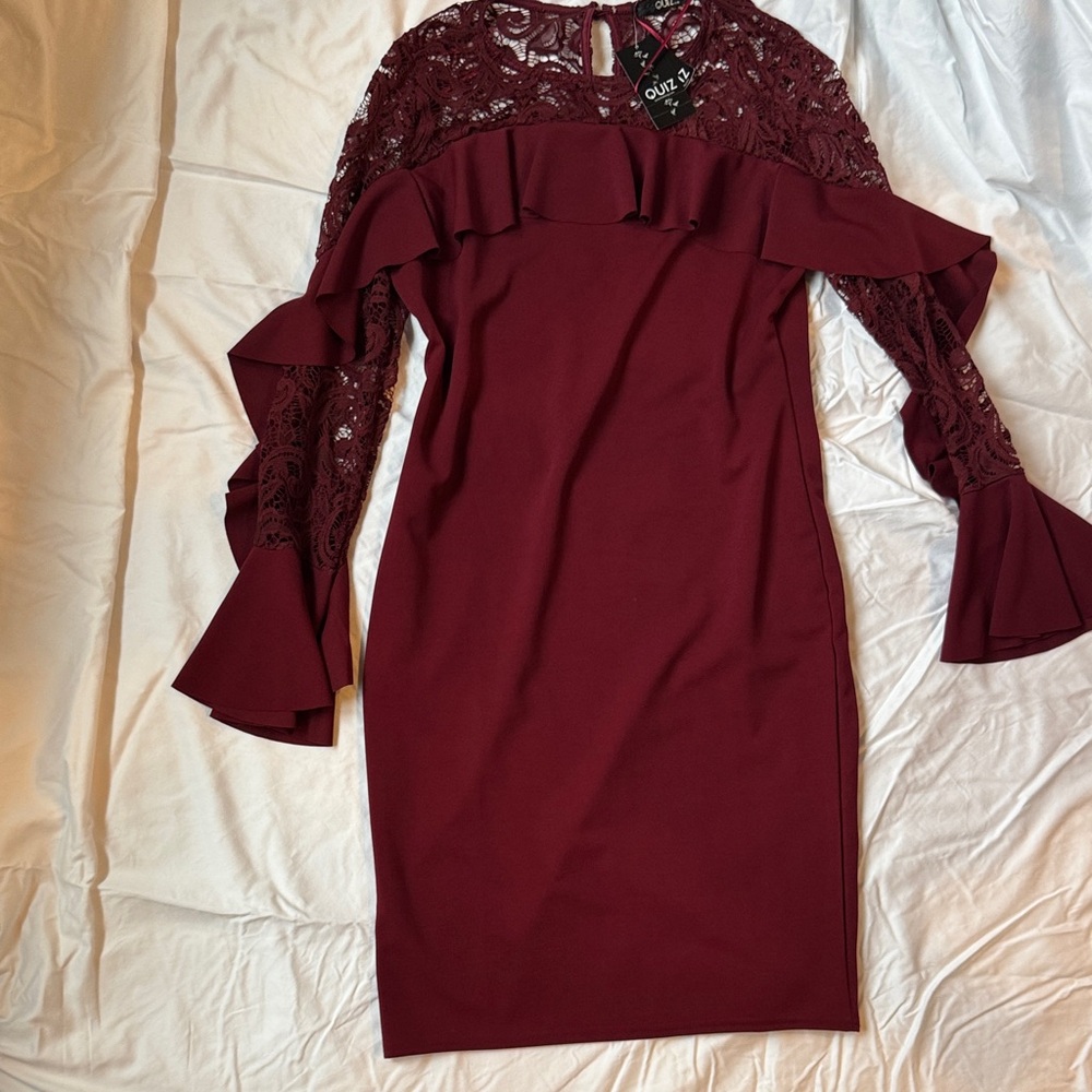 NWT - Wine Lace Dress - 14